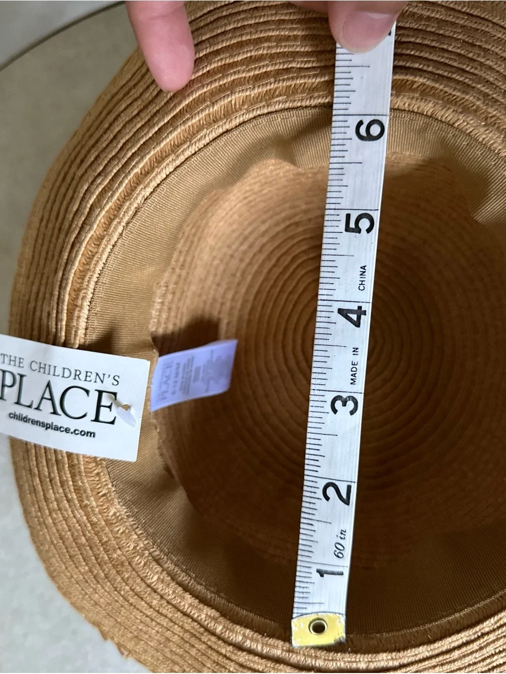 The Children's Place Baby Boy Bear Straw Sun Hat Black Band Sz 6-12 Mos NWT